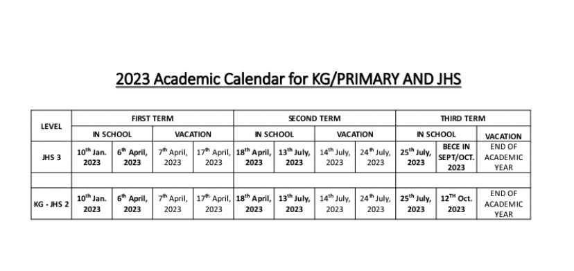 Basic Schools Academic Calendar